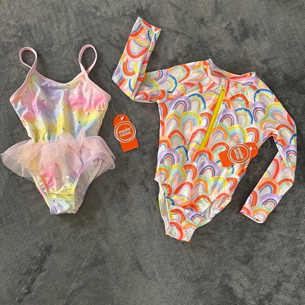 Set of 2 Wonder Nation Swimsuits - One Pieces